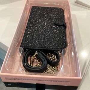 Kate Spade iphone 12 pro max black case with gold chain in box